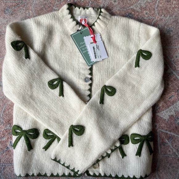 Shrimps Bud Bow Embroidered Alpaca-Blend Cardigan - Picture 2 of 5